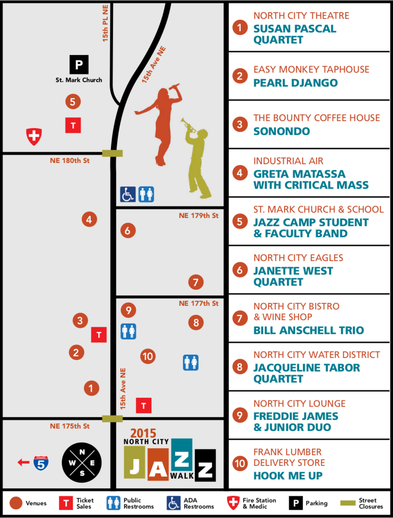 North City Jazz Walk Map and List of Performers