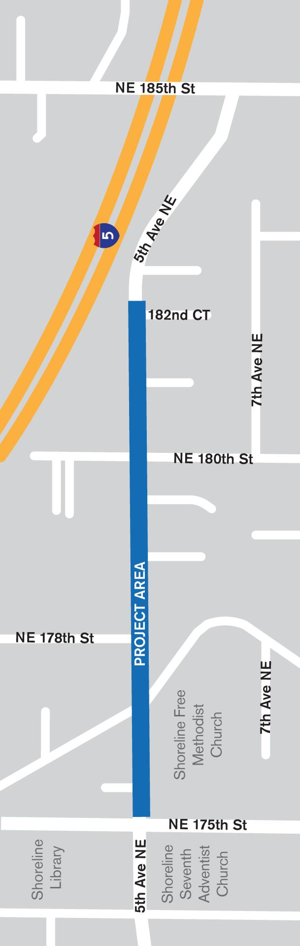 5th Ave NE Sidewalk Project Map