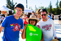 Photo: Attendees showing off Lime event swag.