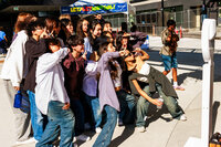 Photo: Shorewood Hip Hop team takes a selfie at the Hello There You photo booth.