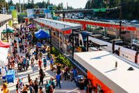 Photo: Looking south at the Shoreline North/185th Station platform and plaza on Opening Day, August 30, 2024.